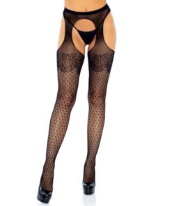 LEG AVENUE - POLKA DOT SUSPENDER HOSE ONE SIZE