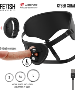 FETISH SUBMISSIVE CYBER STRAP - HARNESS WITH REMOTE CONTROL DILDO WATCHME L TECHNOLOGY