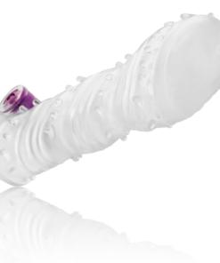 OHMAMA - TEXTURED PENIS SHEATH WITH WIDE TIP VIBRATING BULLET
