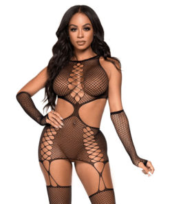 LEG AVENUE - GARTER DRESS WITH GLOVES ONE SIZE