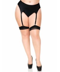 LEG AVENUE - PLUS LYCRA SHEER 2 TONE THIGH HIGH WITH BACKSEAM AND CUBAN HEEL