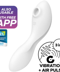 SATISFYER CURVY TRINITY 5 AIR PULSE STIMULATOR  VIBRATOR APP - BLUE
