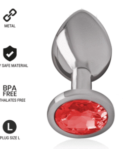 INTENSE - ALUMINUM METAL ANAL PLUG WITH RED CRYSTAL SIZE L