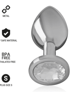 INTENSE - ALUMINUM METAL ANAL PLUG WITH SILVER CRYSTAL SIZE S