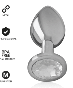INTENSE - ALUMINUM METAL ANAL PLUG WITH SILVER CRYSTAL SIZE M