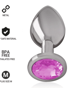 INTENSE - ALUMINUM METAL ANAL PLUG WITH PINK CRYSTAL SIZE M