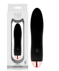 DOLCE VITA - RECHARGEABLE VIBRATOR FOUR BLACK 7 SPEEDS