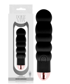 DOLCE VITA - RECHARGEABLE VIBRATOR SIX BLACK 7 SPEEDS