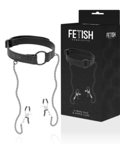 FETISH SUBMISSIVE - GAG RING WITH NIPPLE CLAMPS