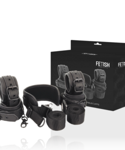 FETISH SUBMISSIVE - MASTER POSITION WITH 4 NOPRENE-LINED HANDCUFFS