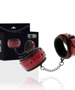 FETISH SUBMISSIVE DARK ROOM - VEGAN LEATHER ANKLE HANDCUFFS WITH NEOPRENE LINING