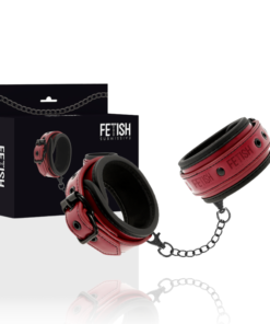 FETISH SUBMISSIVE DARK ROOM - VEGAN LEATHER HANDCUFFS WITH NEOPRENE LINING