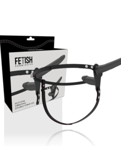 FETISH SUBMISSIVE HARNESS - DOUBLE PENETRATION BLACK VIBRATOR