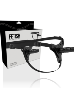 FETISH SUBMISSIVE HARNESS - REALISTIC BLACK SILICONE 15 CM
