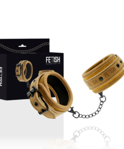 FETISH SUBMISSIVE ORIGEN - VEGAN LEATHER HANDCUFFS WITH NEOPRENE LINING