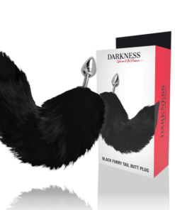 DARKNESS - SILVER ANAL PLUG 8 CM WITH BLACK TAIL