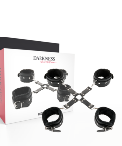 DARKNESS - LEATHER HANDCUFFS FOR FOOT AND HANDS BLACK