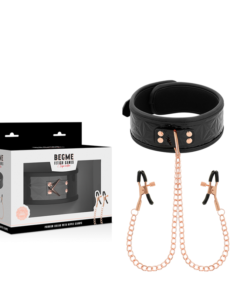 BEGME - BLACK EDITION COLLAR WITH NIPPLE CLAMPS WITH NEOPRENE LINING