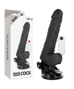 BASECOCK REALISTIC VIBRATOR REMOTE CONTROL BLACK 19.5CM