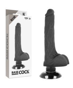 BASECOCK REALISTIC VIBRATOR 2-1 BLACK 18.5CM