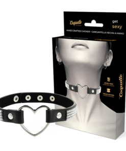COQUETTE CHIC DESIRE - VEGAN LEATHER CHOKER WITH HEART