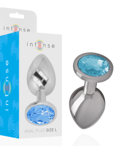 INTENSE - ALUMINUM METAL ANAL PLUG WITH BLUE CRYSTAL SIZE L