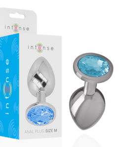 INTENSE - ALUMINUM METAL ANAL PLUG WITH BLUE GLASS SIZE M
