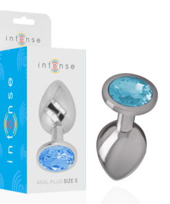 INTENSE - ALUMINUM METAL ANAL PLUG WITH BLUE CRYSTAL SIZE S