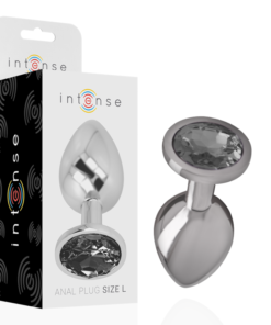 INTENSE - ALUMINUM METAL ANAL PLUG WITH BLACK GLASS SIZE L