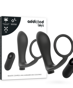 ADDICTED TOYS - PENIS RING WITH REMOTE CONTROL ANAL PLUG BLACK RECHARGEABLE