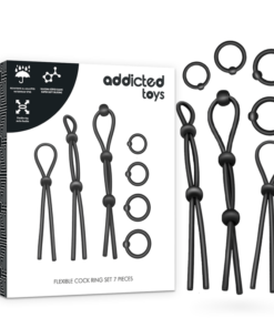 ADDICTED TOYS - FLEXIBLE SILICONE COCK RING SET 7 PIECES