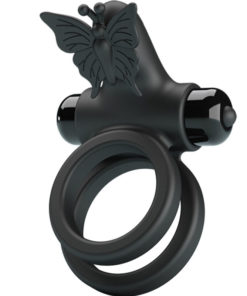 PRETTY LOVE - DOUBLE VIBRATING RING WITH BLACK STIMULATOR
