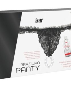 INTT RELEASES - BRAZILIAN BLACK PANTY WITH PEARLS AND LUBRICANT GEL 50 ML
