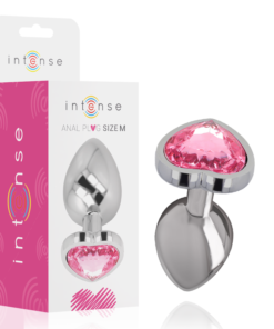 INTENSE - ALUMINUM METAL ANAL PLUG PINK HEART SIZE M