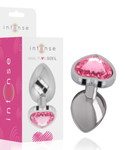 INTENSE - ALUMINUM METAL ANAL PLUG PINK HEART SIZE L