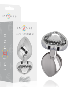 INTENSE - ALUMINUM METAL ANAL PLUG WHITE HEART SIZE M