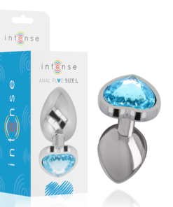 INTENSE - ALUMINUM METAL ANAL PLUG BLUE HEART SIZE L