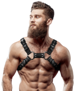 FETISH SUBMISSIVE ATTITUDE - MENS ADJUSTABLE ECO-LEATHER CHEST BULLDOG HARNESS