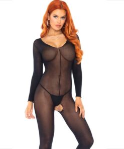 LEG AVENUE - BODYSTOCKING LONG SLEEVE BLACK