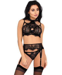 LIVCO CORSETTI FASHION - MAJALESA LC 90526 SUJETADOR + LIGUERO + PANTY BLACK