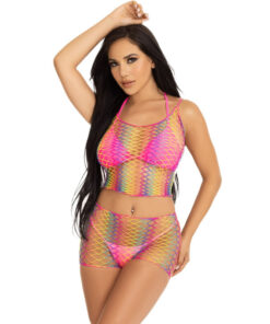 LEG AVENUE - SET TOP  PANTS FISHNET MULTICOLOR