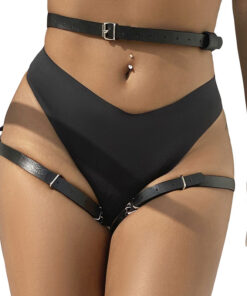 SUBBLIME - LEATHER WAIST AND LEG HARNESS BLACK ONE SIZE