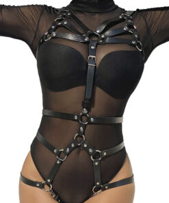 SUBBLIME - BODY HARNESS ADJUSTABLE STRAPS LEATHER BLACK ONE SIZE