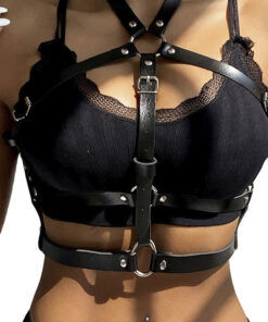 SUBBLIME - LEATHER RING CHEST HARNESS BLACK ONE SIZE