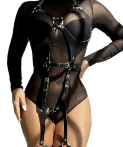 SUBBLIME - FULL BODY HARNESS WITH LEATHER BUCKLES BLACK ONE SIZE