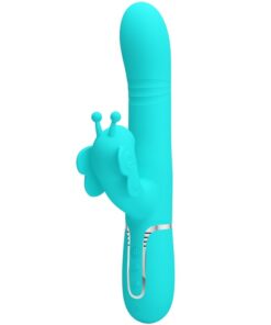 PRETTY LOVE - MULTIFUNCTION RABBIT VIBRATOR 4 IN 1 BUTTERFLY AQUA GREEN