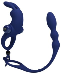 PRETTY LOVE - AYAD RABBIT VIBRATOR RING WITH PLUG BLUE