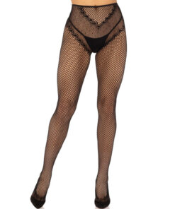 LEG AVENUE - CROTCHLESS FISHNET STOCKINGS BLACK