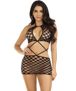 LEG AVENUE - MINI DRESS WITH OPENINGS FUCHSIA ONE SIZE