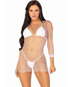 LEG AVENUE - LONG SLEEVE NET DRESS GREEN ONE SIZE